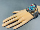 One Of The Coolest Vintage Native American Navajo Turquoise Opal Inlay Sterling Silver Bracelet-Nativo Arts