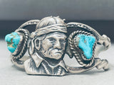 One Of The Most Unique Ever Vintage Native American Navajo Turquoise Sterling Silver Bracelet-Nativo Arts