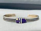 Hypnotic Vintage Cochiti Signed Inlay Sugulite Opal Sterling Silver Bracelet-Nativo Arts
