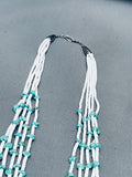 Superior Vintage Santo Domingo Turquoise Heishi Sterling Silver Necklace-Nativo Arts