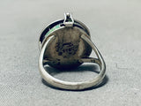 Native American Center Flipping Medallion Vintage Inlay Turquoise Sterling Silver Ring-Nativo Arts