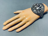 One Of The Coolest Ever Vintage Native American Navajo Bear Sterling Silver Bracelet-Nativo Arts