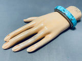 Outstanding Vintage Native American Navajo Inlay Red Mountain Turquoise Sterling Silver Bracelet-Nativo Arts