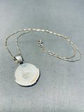 Signed Vintage Native American Navajo Spiderweb Turquoise Opal Sterling Silver Necklace-Nativo Arts