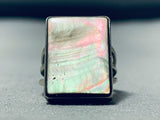 Mesmerizing Vintage Native American Navajo Abalone Square Sterling Silver Ring-Nativo Arts