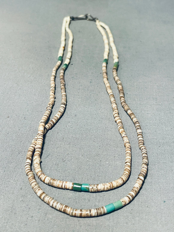 One Of The Most Unique Vintage Navajo Heishi Turquoise Sterling Silver Necklace-Nativo Arts