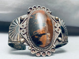 Early Heavy Vintage Native American Navajo Petridied Wood Sterling Silver Bracelet-Nativo Arts