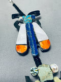 Gasp! Bug Inlay Santo Domingo Turquoise Coral Sterling Silver Necklace-Nativo Arts