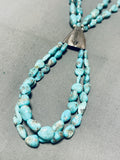 One Of The Best Vintage Native American Navajo Blue Gem Turquoise Sterling Silver Necklace-Nativo Arts