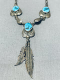 Outstanding Vintage Native American Navajo Morenci Turquoise Sterling Silver Necklace-Nativo Arts