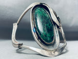 Huge Vintage Native American Navajo Variscite Sterling Silver Leaf Shadowbox Bracelet-Nativo Arts