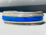 6 Inch Wrist Signed Lapis Vintage Native American Navajo Sterling Silver Bracelet-Nativo Arts