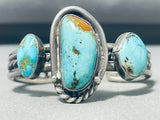 Bold Vintage Native American Navajo 3 Royston Turquoise Sterling Silver Bracelet-Nativo Arts