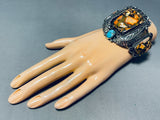 One Of The Most Unique Vintage Native American Navajo Agate Turquoise Sterling Silver Bracelet-Nativo Arts