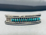 Classic Vintage Native American Zuni Blue Gem Turquoise Petit Point Sterling Silver Bracelet-Nativo Arts