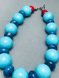 Native American Turquoise Balls Santo Domingo Sterling Silver Lapis Necklace-Nativo Arts
