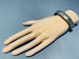 Art In The Details!! Vintage Native American Navajo Turquoise Inlay Sterling Silver Bracelet-Nativo Arts