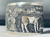 Extraordinary Signed Native American Navajo Sterling Silver Storyteller Huge Bracelet-Nativo Arts