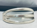 Noteworthy Native American Navajo Handcarved Sterling Silver Triple Rail Bracelet-Nativo Arts