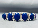 Graduating Domed Lapis Vintage Native American Navajo Sterling Silver Bracelet-Nativo Arts