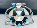 Huge Vintage Native American Zuni Turquoise Inlay Sterling Silver Bracelet-Nativo Arts