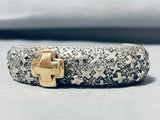 Amazing Vintage Native American Navajo Sterling Silver And 14k Gold Bracelet Signed Carol Henry-Nativo Arts