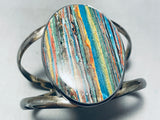 Native American Best Vintage Santo Domingo Rainbow Calsilica Jasper Sterling Silver Bracelet-Nativo Arts