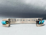 8 Inch Wrist Vintage Native American Navajo Turquoise Inlay Sterling Silver Bracelet-Nativo Arts