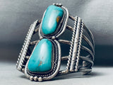 Heavy 98 Grams Vintage Native American Navajo Turquoise Sterling Silver Bracelet-Nativo Arts