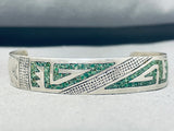Mesmerizing Vintage Native American Navajo Turquoise Chip Inlay Sterling Silver Bracelet-Nativo Arts