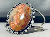 Jupiter Agate!! Vintage Native American Navajo Sterling Silver Bracelet Old-Nativo Arts
