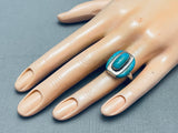 One Of The Coolest Vintage Navajon Turquoise Inlay Sterling Silver Ring-Nativo Arts