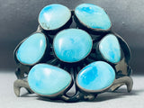 Signed Heavy 89 Grams Vintage Native American Navajo Cluster Turquoise Sterling Silver Bracelet-Nativo Arts