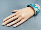 Important Keyenta Az Vintage Native American Navajo 7' Wrist Sterling Silver Inlay Bracelet-Nativo Arts