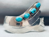 Wilver Wing Vintage Native American Navajo Turquoise Sterling Bracelet Cuff-Nativo Arts
