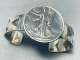 Outstanding Vintage Native American Navajo Sterling Silver Half Dollar Bracelet-Nativo Arts