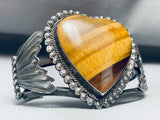 The Best Vintage Native American Navajo Tigers Eye Heart Sterling Silver Bracelet Cuff-Nativo Arts