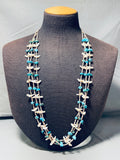 Incredible Vintage Native American Zuni Turquoise Animal Sterling Silver Heishi Necklace-Nativo Arts