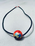 Native American Important Vintage Santo Domingo Chris Nieto Inlay Sterling Silver Necklace-Nativo Arts