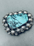 The Best Vintage Native American Navajo Blue Diamond Turquoise Sterling Silver Buckle Old-Nativo Arts