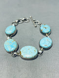 Fabulous Vintage Native American Navajo #8 Turquoise Mine Sterling Silver Link Bracelet-Nativo Arts