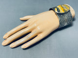172 Grams!!!!! Native American Navajo Heavy Sturdy Yellow Jasper Sterling Silver Bracelet-Nativo Arts