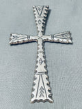 5 Inch Cross Vintage Native American Navajo Sterling Silver Pendant Old-Nativo Arts