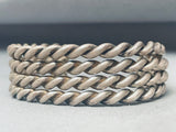 Heavy Thick Ropes Vintage Native American Navajo Sterlingn Silver Bracelet-Nativo Arts