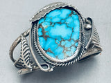 One Of The Best Vintage Native American Navajo Spiderweb Turquoise Sterling Silver Leaf Bracelet-Nativo Arts