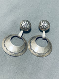Fabulous Vintage Native American Navajo Sterling Silver Dangle Earrings-Nativo Arts