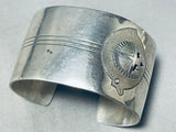 Gib Gene Vintage Native American Navajo Sunface Sterling Silver Wide Bracelet Cuff-Nativo Arts