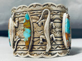 100+ Gram Native American Navajo Royston Turquoise Sterling Silver Gecko Bracelet-Nativo Arts