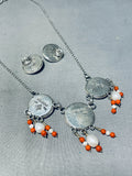Native American One Of The Most Unique 14k Gold Marked Sterling Silver Coral Necklace-Nativo Arts
