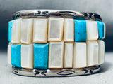 6 Inch Wrist Vintage Native American Navajo Heavy Inlay Turquoise Sterling Silver Bracelet-Nativo Arts